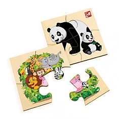 Деревянный пазл "Дикие животные" (4 пазла) Деревянный пазл "Дикие животные" (4 пазла)