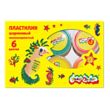 Пластилин шариковый мелкозернистый, 6 цветов, 33 г