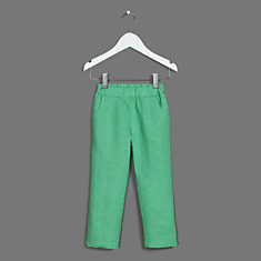 Брюки из льна, цвет травяной